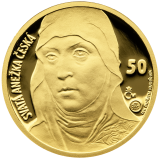 Zlatá medaile s motivem 50 Kč bankovky - Svatá Anežka Česká 2016