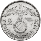 Stříbrná mince 2 Reichsmark 1939 B