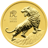 Zlatá investiční mince Year of the Tiger 2022.
